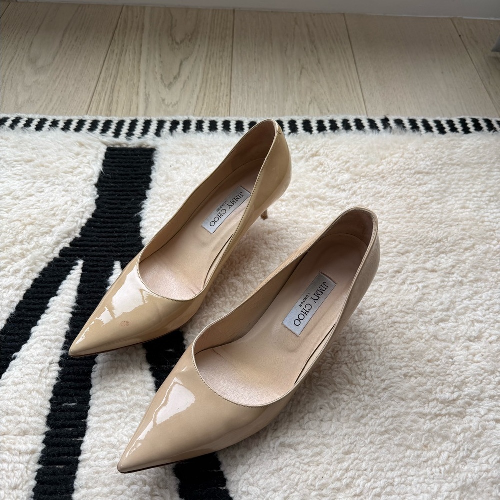 Jimmy Choo Nude Patent Leather Heels